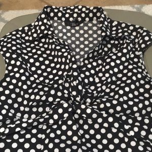 Black and white polkadot blouse